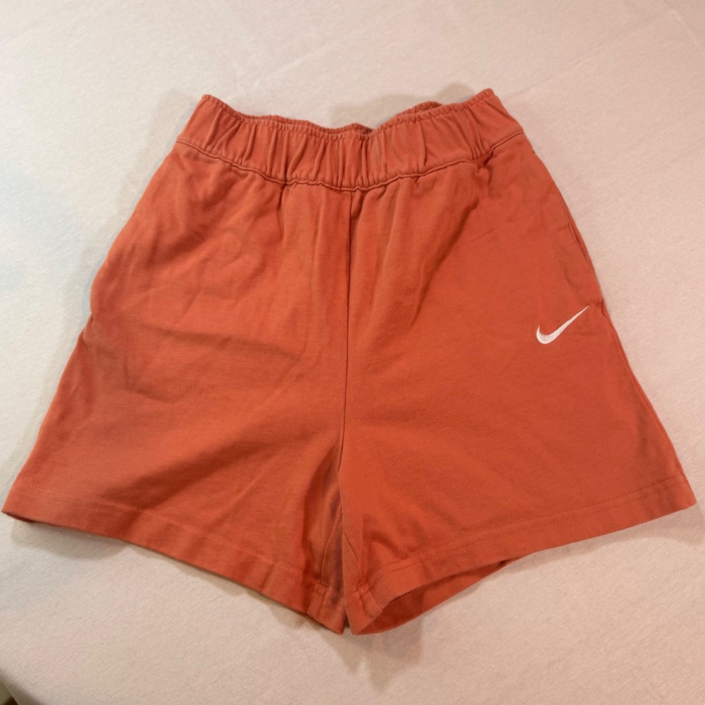 Nike Jersey Shorts Womens XS Orange Cotton Logo Lounge Activewear Utility 90's0